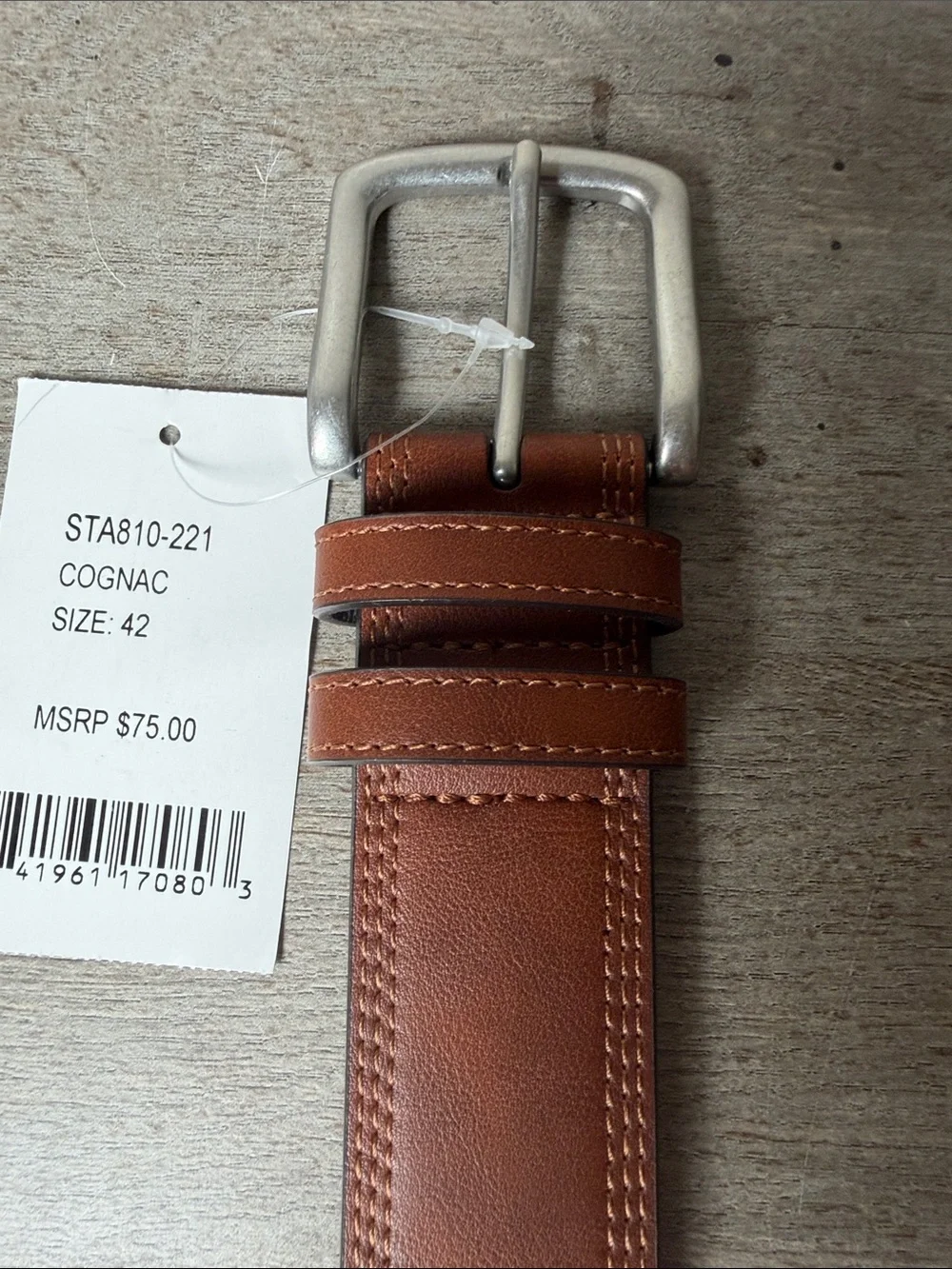 Status Men's Cognac Leather Belt with Silver Buckle